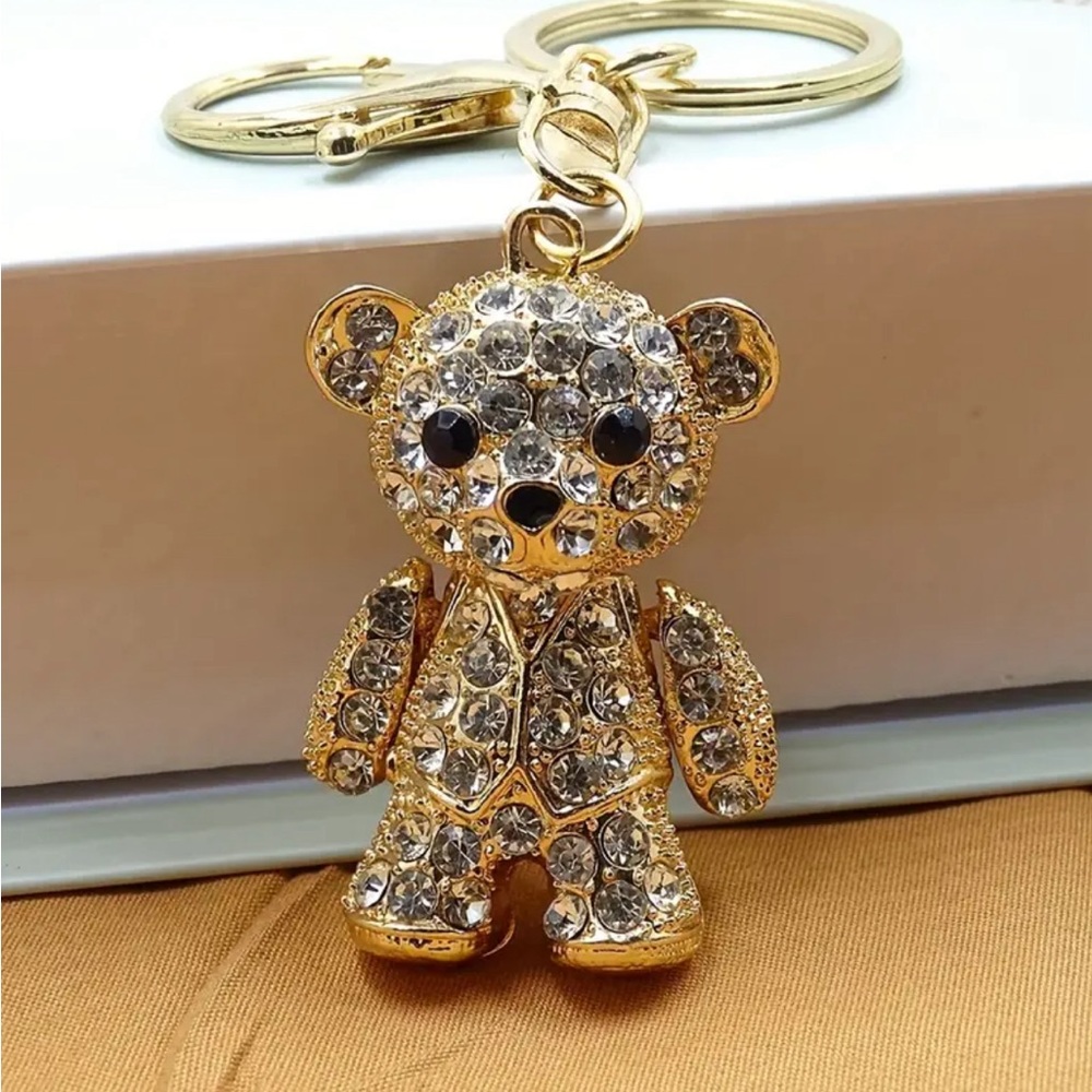 Rhinestone Bear Keychain